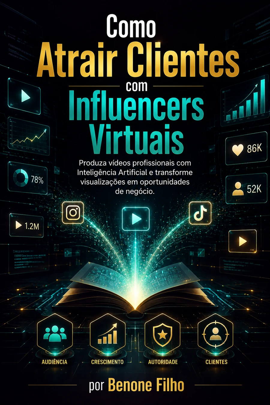 Capa do ebook Como Atrair Clientes com Influencers Virtuais, por Benone Filho